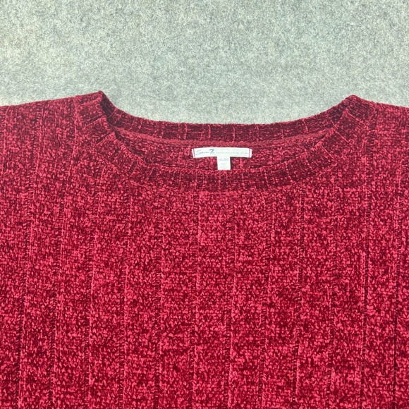 Seven7 Sweater Womens 2X XXL Red Wine Chenille Cable Knit Pullover Soft Cozy - Picture 2 of 11